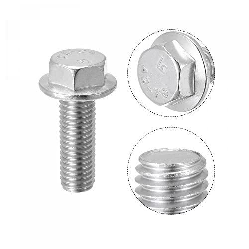 Image of uxcell M10x30mm Hex Serrated Flange Bolts Screws Metric Thread 304 Stainless Steel 6pcs