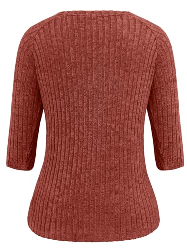 JomeDesign Sweaters for Women 3/4 Sleeve Shirts Crew Neck Sweatshirts Loose Casual Blouses Fashion Tops3