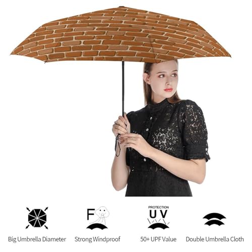 Parapluie pliant automatique de poche ombrelle voyage mur brun - 4
