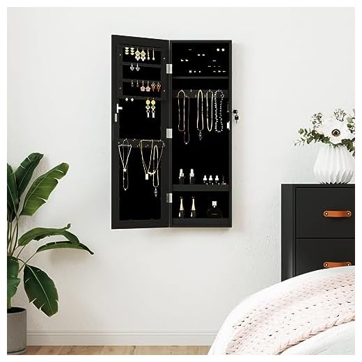 Décor, MiroirsMiroir Armoire à bijoux murale Noir 30 x 8,5 x 90 cm