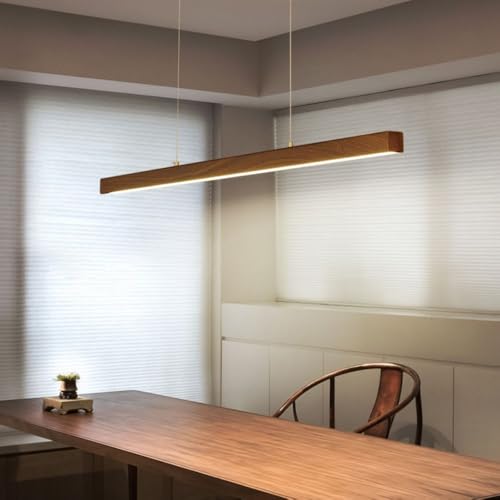 Lámpara colgante lineal LED de nogal para comedores e islas de cocina 3