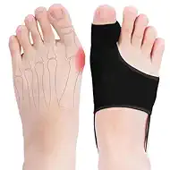 Bunion Corrector for Women & Men, 2PCS Comfortable Big Toe Straightener with Pads & Splint, Hallux Valgus Pain Relief for Day & Night Support with Anti-Slip Strap (Black, 1 Pair)