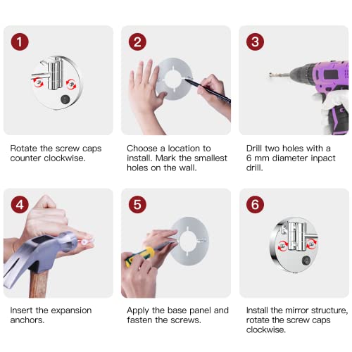 Benbilry Led Wall Mounted Makeup Mirror 9 Inch Super Large Size Double Sided With 1X/10X Magnification Extendable Lighted Magnifying Vanity Mirror With Lights 360° Swivel Round Bathroom Mirror #TOP6