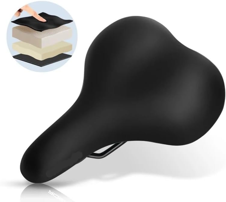 Bicycle Saddle Memory Foam Comfortable Thicken Soft Bike Seat PU Leather Sponge Shockproof Mountain Cycling Cushion(B)