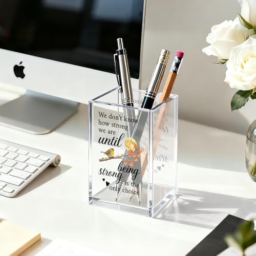 Image of Mental Health Acrylic Pen Pencil Holder for Desk Makeup Organizer (Transparent18)