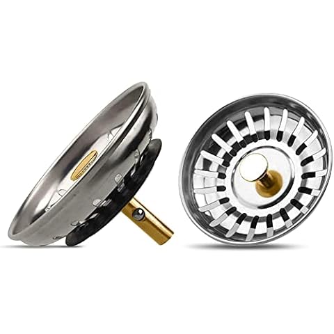 Pack of 2 Premium Kitchen Bathroom Sink Strainer Replacement Waste Plug Basin Drain Filter Stainless Steel Cover