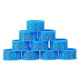 100PCS/Bag 16MM 001-100 Numbered Plastic Poultry Chickens Ducks Goose Leg Bands Leg Rings, Blue Color