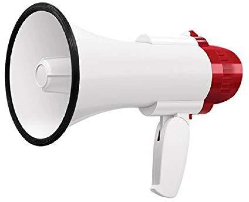 Portable Megaphone Bullhorn 20 Watt Power Megaphone Speaker Voice and Siren/Alarm Modes with Volume Control and Strap for Football, Basketball, Coaches or for Safety Drills