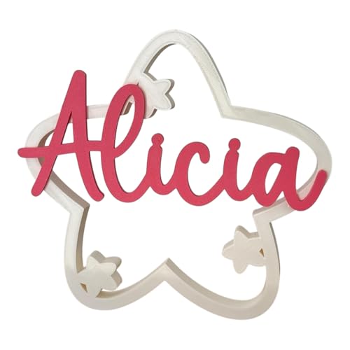 Mpzonline Estrella decorativa con nombre personalizado, decoración habitación infantil, para colgar o poner de pie, regalo original para recien nacidos bebes