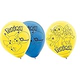 Electrifyingly Cute Pikachu & Friends Birthday Party Printed Balloons Decoration, Pack Of 6, Yellow, Blue , 12