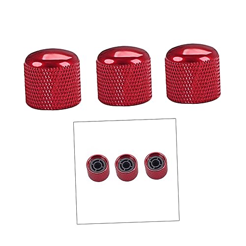 BESTonZON 3pcs Red Guitar Effects Pedal Control Knobs Volume Bass Knob Caps for Replacement