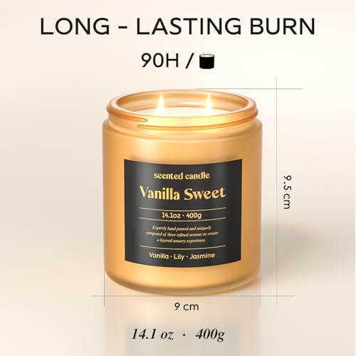 Image of CHILLFLAME Vanilla Candle, 14.1 oz Scented Candles for Home, 2 Wicks Blended Scents Candles for Women and Men, Birthday Gifts for Women (Vanilla+Lily+Jasmine)