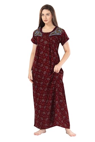 Image of Soulemo Women's Cotton, Rayon & Polyester Printed Maxi Nighty (Alpine) 861