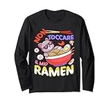 divertente ramen gatto non toccare il mio ramen maglia a manica