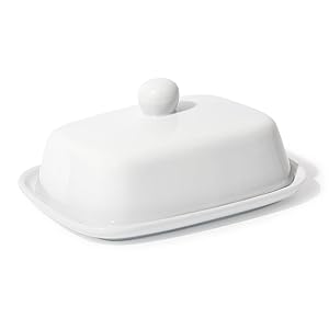 Theo&Cleo Butterdose - Hochwertige Butterglocke aus Keramik - Butter Dish für alle gängigen Butter (250g) - Butterschale Porzellan (Weiß)