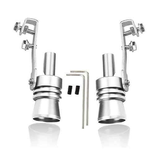 2 Piezas Silbato Escape Coche, Silenciador de Silbato Tubo de Escape Silbato Coche Escape Tubo de Silenciador Lmulador, para Tubo de Escape de Automóvil Modificado, L, Plata