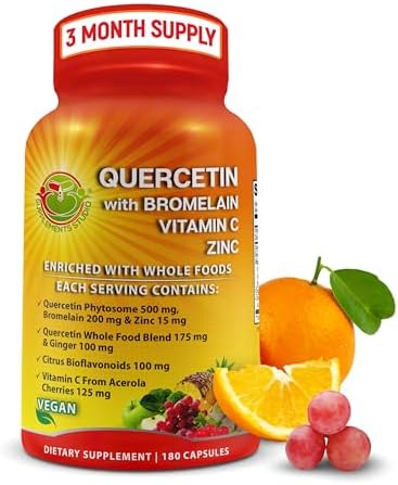 Quercetin with Bromelain Vitamin C and Zinc Enriched with Organic...