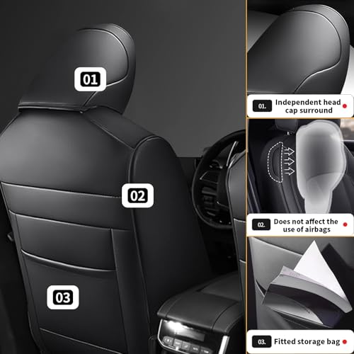 Image of AOMSAZTO Custom Fit Seat Cover for Nissan Rogue Regular(Not for Hybrid &Sport) 2014 2015 2016 2017 2018 2019 2020 Full Set Faux Leather Rogue Seat Cover Protector Black