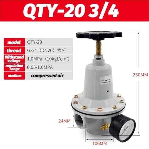 Régulateur d'air haute pression QTY-20 corps robuste 40 bar filetage 1/2 pouce BSP - 3