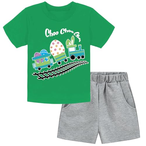 Image of DDSOL Toddler Easter Day Clothing Sets Bunny Easter Egg Monster Truck Kids Causal Outfit Sets 2 Pieces 2-7 Year