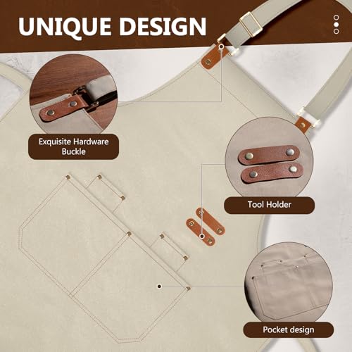 Aprons for Men Women with Pockets, Waterproof Adjustable Chef Apron for Cooking, Baking, Gardening, BBQ, Craft Working, Painting - Image 3