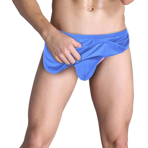 ZAIGGGUT Mens Split Side Underwear Pouch G-string Thong Blue 2XL