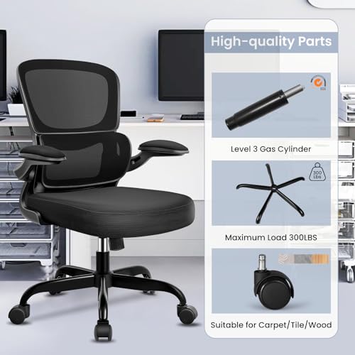 Razzor Office Chair Ergonomic Desk Chair with Lumbar Support, Breathable Mesh Computer Chair with Flip-up Armrests, Rolling Swivel Task Chair for Home Office (Black) by Razzor - Used condition - Image 6