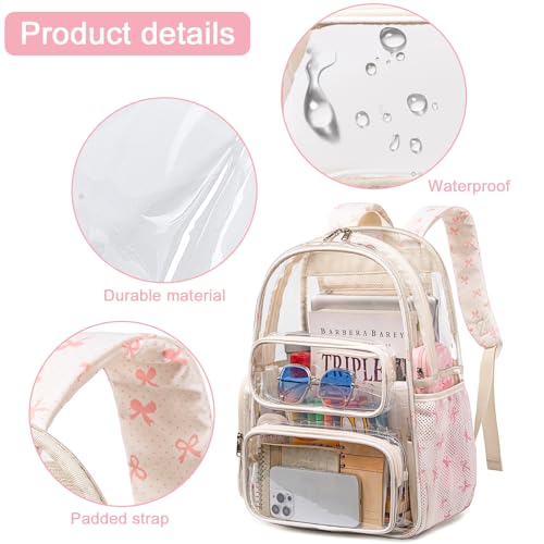Image of BTOOP Clear Backpack Heavy Duty Transparent Backpack 17 inch See Through Bookbag for College Work Festival Security with Padded Strap Large Capacity