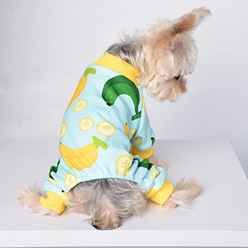 Dog Pajamas For Small Dog Boy Girl Fleece Puppy Pjs Jammies 4 Leg Dog Clothes For Chihuahua Yorkie Winter Warm Onesies Jumpsuit Clothing For Pet Dogs Male Female (X-Small (3-4 Ib), Banana Yellow) #TOP4