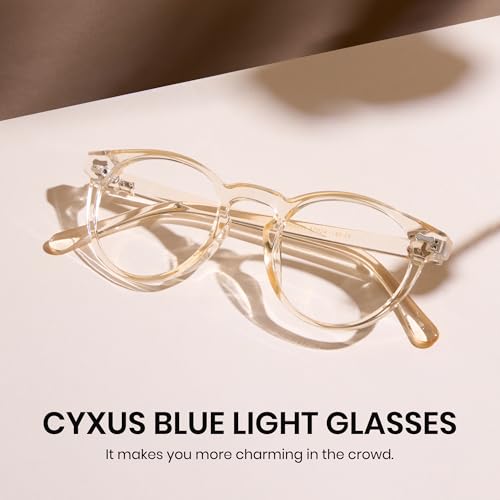 Image of Cyxus Blue Light Blocking Glasses Women Men Circle Round Chunky Retro Frame Eyeglasses for Computer Gaming 8238
