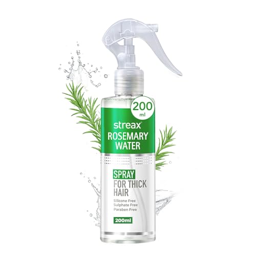 Image of Streax Rosemary Hair Spray - 200ml , 100% Natural Extracts For Hair Growth , Stronger & Thicker Hair, Reduces Hair Fall , Nourishes Scalp & Stimulates Roots , Non-Sticky , Sulphate & Paraben-Free, Rosemary Water Spray for Hair Growth