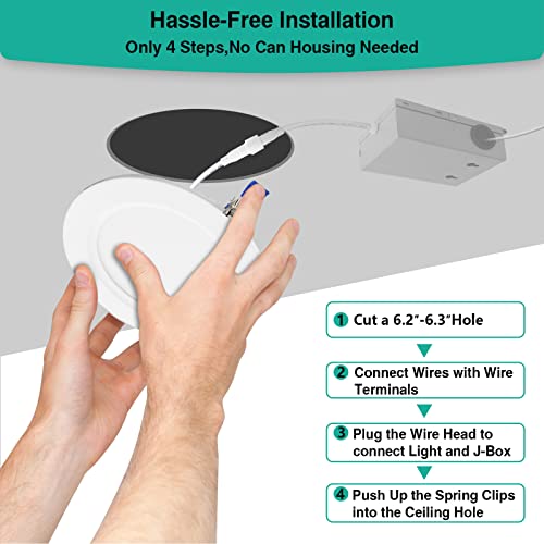 12 Pack Led Recessed Lighting 6 Inch With Junction Box, 1800Lm 16W 200W Eqv, Ultra Thin Ceiling Canless Lights 5000K Daylight, Dimmable Wafer Downlights - Etl And Energy Star Certified #TOP6