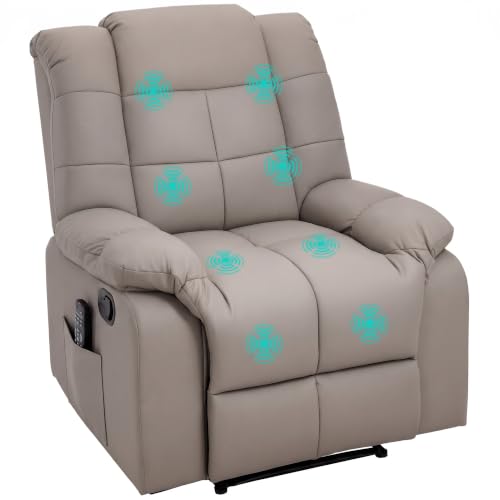 HOMCOM Fauteuil de Massage Fauteuil de Relaxation Massant Inclinable Gris
