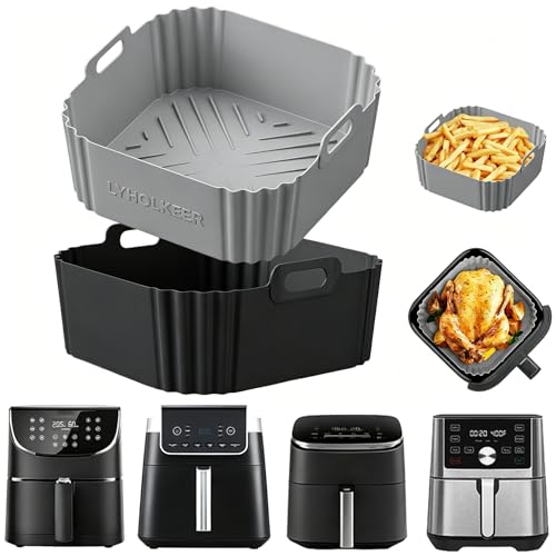 2 Stück Silikonform Heißluftfritteuse zubehör für Ninja Airfryer AF180EU 6 2L Wiederverwendbare Airfryer zubehör Einsatz für Cosori 6L 5 5L/Philips 6.2L Kompatibel mit anderen Air Fryer (4 7L-6 5L)