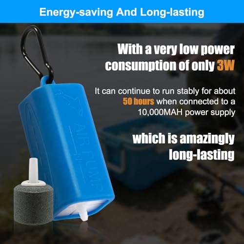 Image of DaToo USB Mini Aquarium Air Pump Ultra Quiet Fish Tank Air Pump with Black Hanging Clasp Portable Aquarium Oxygen Aerator Pump Includes Fish Tank Airline Tubing and Air Stone(1W /2W /3W)