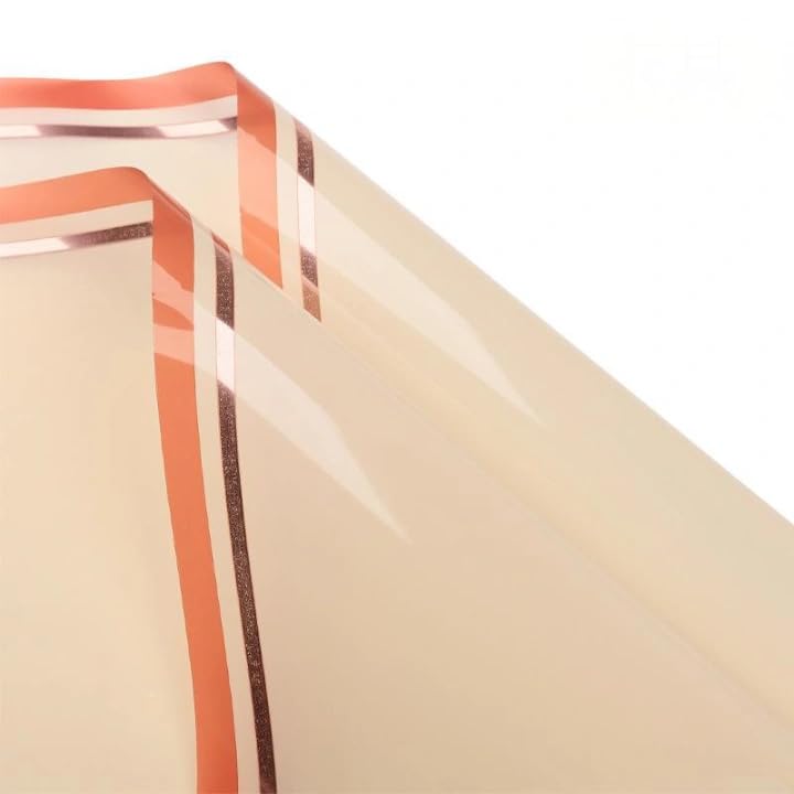 Image of Oasis 20 Sheets Korean Style Waterproof Premium Bouquet Wrapping Sheets (58 cm x 58 cm) | Khaki Luminous Edge Design Flower Wrapping Paper | Elegant Packaging for Bouquets Gift Wrapping and More