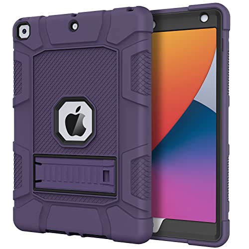 Azzsy Case for iPad 9th Generation/iPad 8th Generation/iPad 7th Generation (10.2 Inch, 2021/2020/2019 Model), Heavy Duty Shockproof Rugged Protective Case for iPad 10.2 inch (Deep Purple)