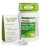 TIME-Cap Labs 200 Tablets Cetirizine HCl 10mg Allergy Relief - Antihistamine for Adults & Children Age 6+, Helps Relieve Sneezing, Runny Nose, Itchy Watery Eyes & Itchy Throat