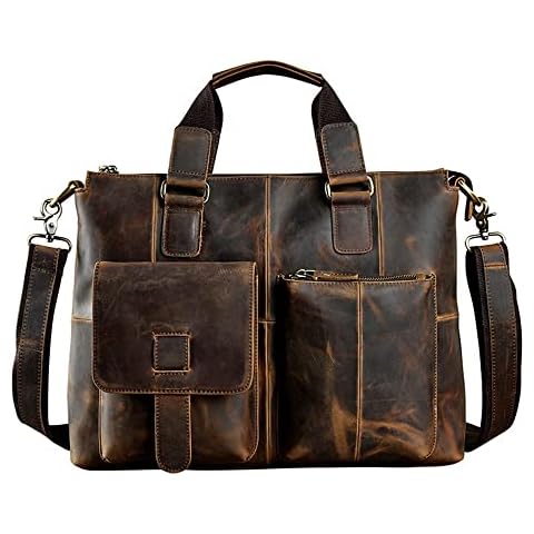 WYCJK Original Men's Handbag Retro Large Capacity Briefcase Business Computer Bag Diagonal Bag Cover