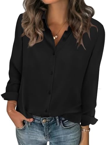 Zeagoo Women Blouses Chiffon Long Sleeve Button Down Shirts Busin...