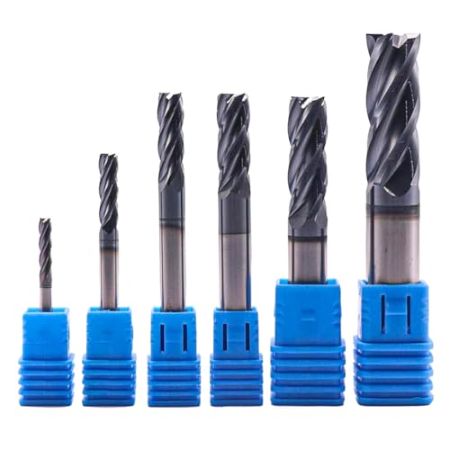 Image of BestParts High Performance 6Pcs Solid Carbide End Mills Set 1 /8 inch, 3 /16 inch, 1 /4 inch, 5 /16 inch, 3 /8 inch, 1 /2 inch - AlTiN Coated, 4 Flute, 30 Degree Helix, End Mill Bit Set, CNC Router Bit