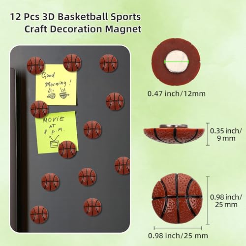 12 imanes decorativos de baloncesto para refrigerador miniatura 2