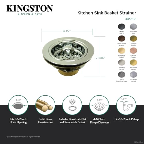 Colador para fregadero de cocina Kingston Brass KBS1001 cromo pulido miniatura 3