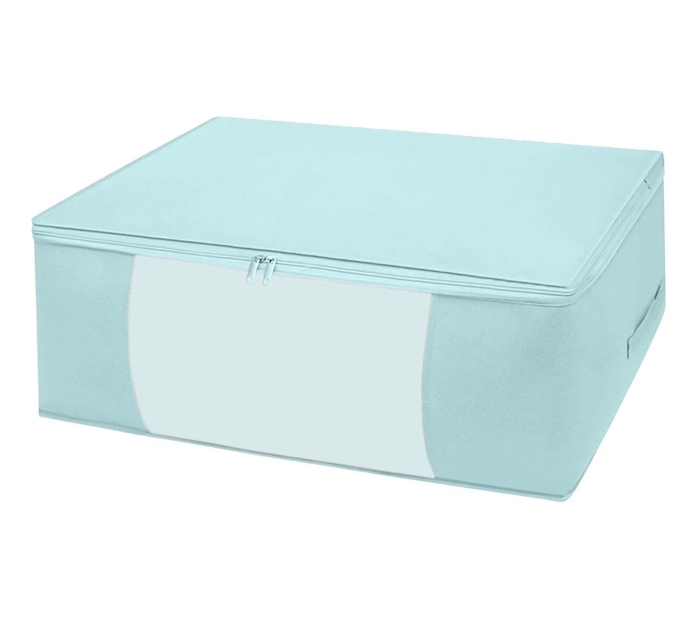 Bolsas Almacenaje Ropa Bolsa De Almacenamiento De Edredón con Ventana Transparente Y Asa, Caja Organizadora De Armario De Ropa para Manta Organizador Armario para Edredones(Blue,63 * 43 * 21cm)