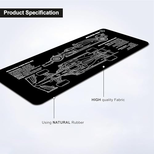 Image of Darkbuck F1 Car Large Extended Mouse Pad Laptop Desktop PC Gaming Long Mousepads Rubber Base with- Anti Skid (595MM x 290MM x 3MM) F1 Car