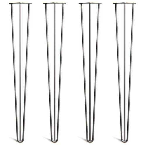 [HLC] Lot de 4 Pieds de Table Hairpin – Construction en Acier Double Soudure avec Vis, Guide de Montage et Patins de Protection Inclus (Valeur 9€)[Noir,...