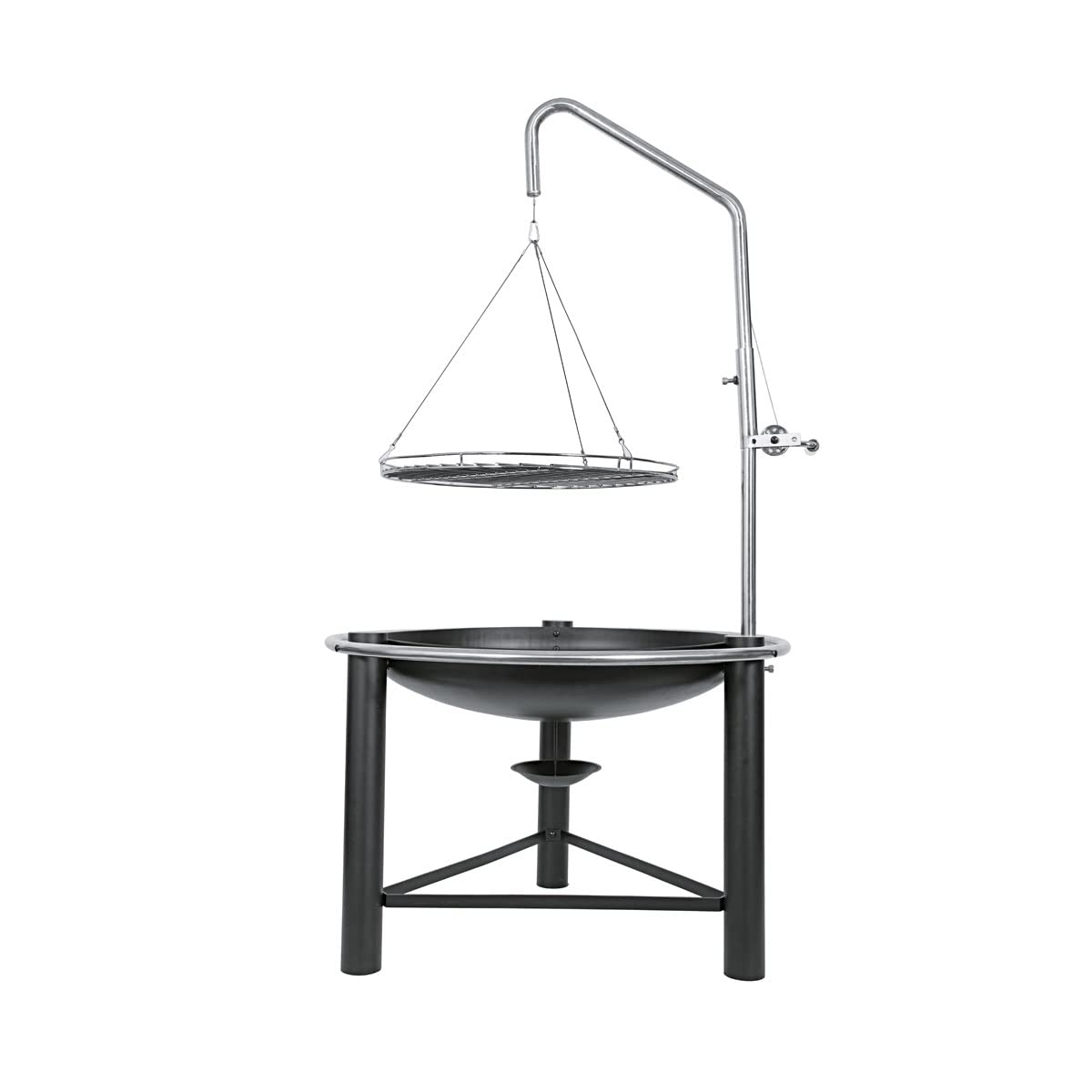 Bad Axe Hunter Firepit with Adjustable Grill –wood and charcoal -grilling for Backyard BBQs