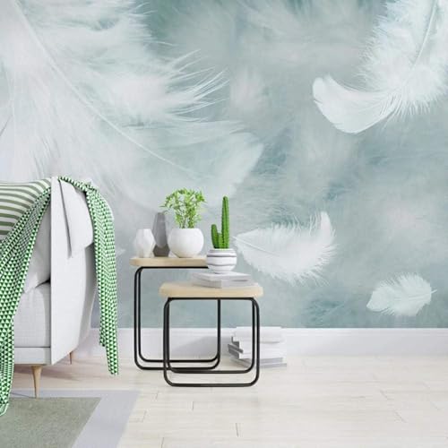 XLMING Abstracto Minimalista Tridimensional Blanco Plumas 3D Papel Pintado Lujo Casa Sala Decoración Estar Comedor Sofá Dormitorio TV Fondo de Pared-430cm×300cm