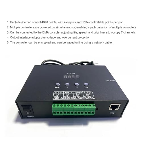Controlador H806SA de 4 puertos SPI para sincronizar 4096 píxeles de tiras WS2811 2