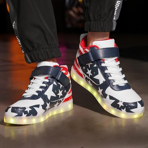 Image of JEVRITE Unisex LED Light Up High Top Sneakers - USB Charging for Women & Men - Couples Shoes
